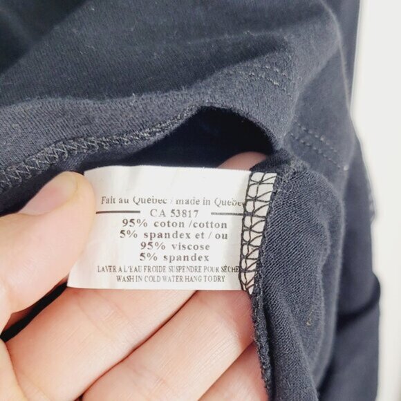 Eve Lavoie Women's Black Gray Cotton Blend Cap Sleeve Tie Back V-Neck Dress Sz M - Picture 7 of 10